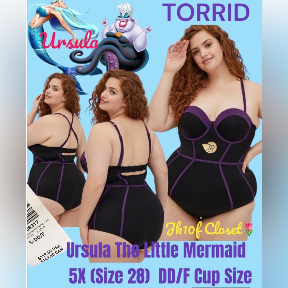 LOWEST 🌺 NWT TORRID URSULA 🧜♀️5X SZ DD/F BRA SWIMSUIT